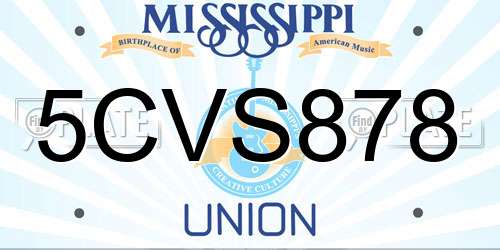 5CVS878 Mississippi License Plate