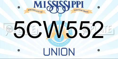 5CW552 Mississippi License Plate
