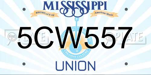 5CW557 Mississippi License Plate