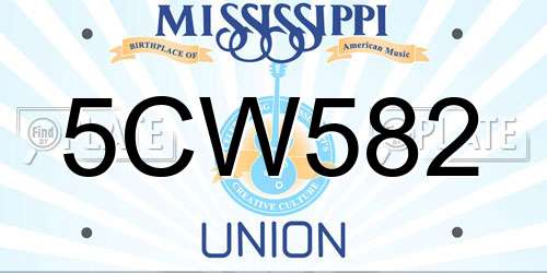 5CW582 Mississippi License Plate