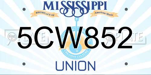 5CW852 Mississippi License Plate