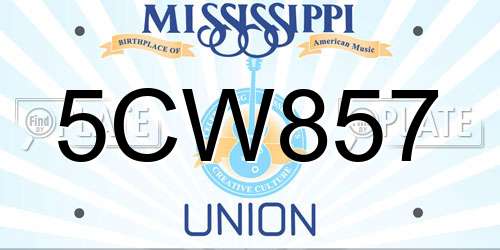 5CW857 Mississippi License Plate
