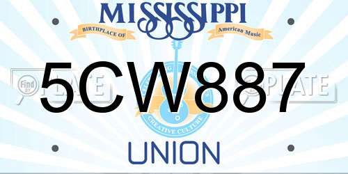 5CW887 Mississippi License Plate