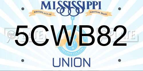 5CWB82 Mississippi License Plate
