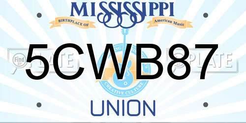 5CWB87 Mississippi License Plate