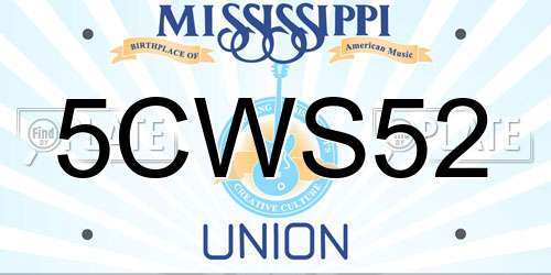 5CWS52 Mississippi License Plate