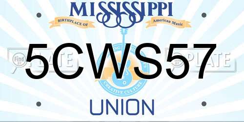 5CWS57 Mississippi License Plate