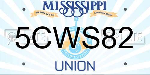 5CWS82 Mississippi License Plate