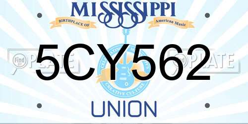 5CY562 Mississippi License Plate