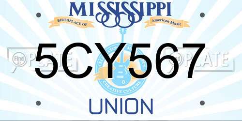 5CY567 Mississippi License Plate