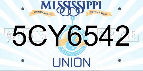 5CY6542 Mississippi License Plate