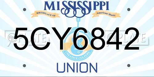 5CY6842 Mississippi License Plate