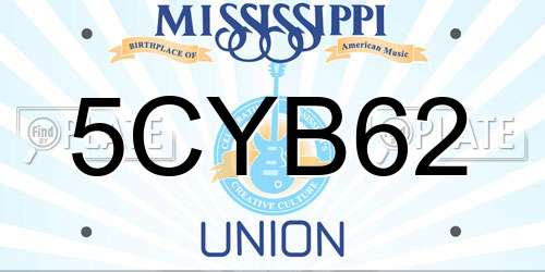 5CYB62 Mississippi License Plate