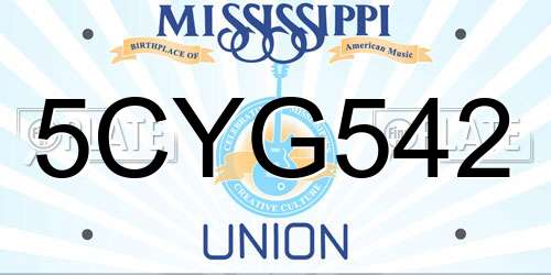 5CYG542 Mississippi License Plate