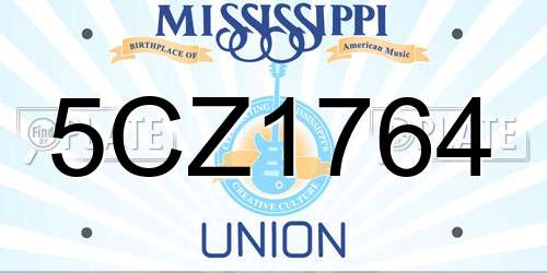 5CZ1764 Mississippi License Plate