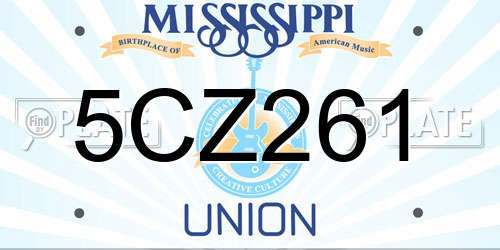 5CZ261 Mississippi License Plate
