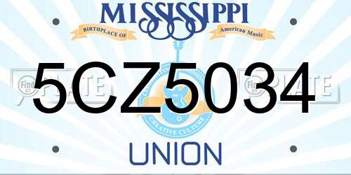 5CZ5034 Mississippi License Plate