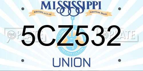 5CZ532 Mississippi License Plate