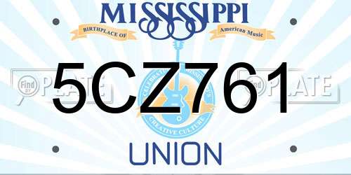 5CZ761 Mississippi License Plate