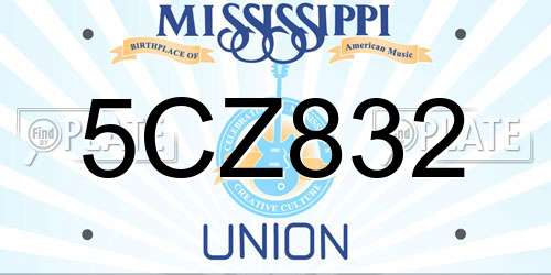 5CZ832 Mississippi License Plate