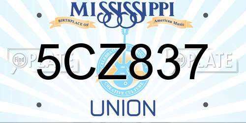 5CZ837 Mississippi License Plate