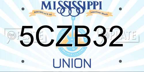 5CZB32 Mississippi License Plate