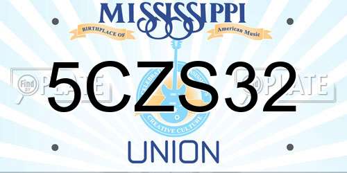 5CZS32 Mississippi License Plate