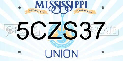 5CZS37 Mississippi License Plate