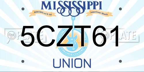 5CZT61 Mississippi License Plate
