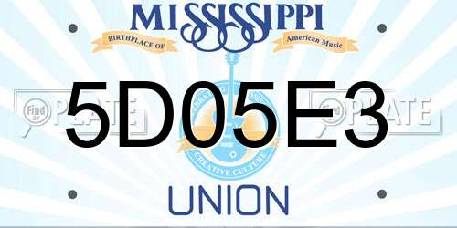 5D05E3 Mississippi License Plate