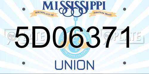 5D06371 Mississippi License Plate