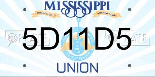 5D11D5 Mississippi License Plate