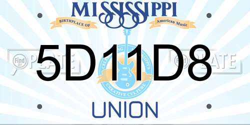 5D11D8 Mississippi License Plate