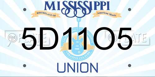 5D11O5 Mississippi License Plate