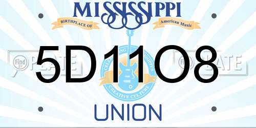 5D11O8 Mississippi License Plate