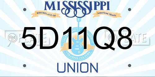 5D11Q8 Mississippi License Plate
