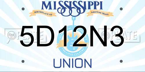 5D12N3 Mississippi License Plate