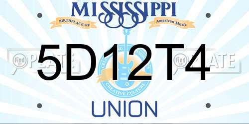 5D12T4 Mississippi License Plate