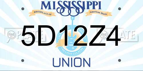 5D12Z4 Mississippi License Plate