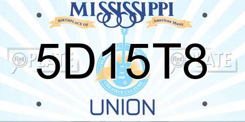 5D15T8 Mississippi License Plate