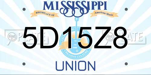 5D15Z8 Mississippi License Plate