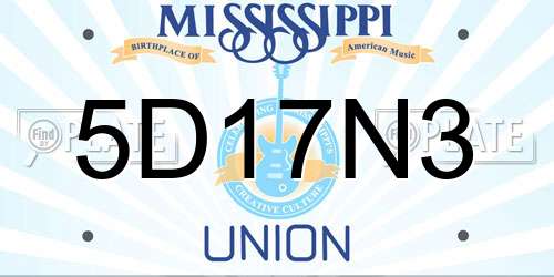 5D17N3 Mississippi License Plate