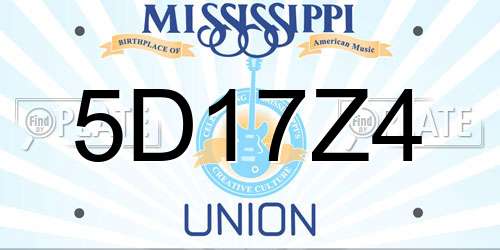 5D17Z4 Mississippi License Plate