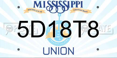 5D18T8 Mississippi License Plate