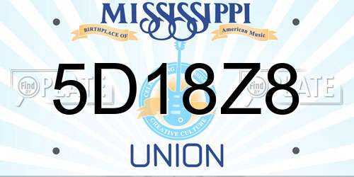 5D18Z8 Mississippi License Plate
