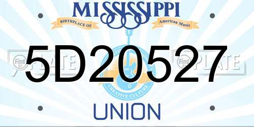 5D20527 Mississippi License Plate