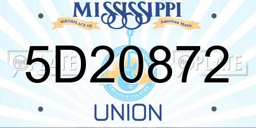 5D20872 Mississippi License Plate