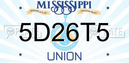 5D26T5 Mississippi License Plate