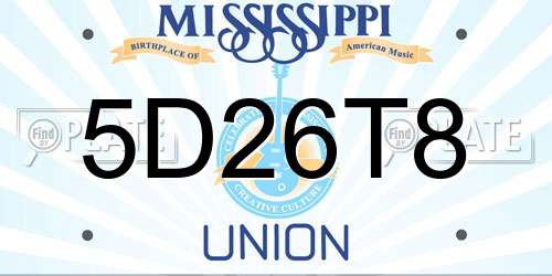 5D26T8 Mississippi License Plate