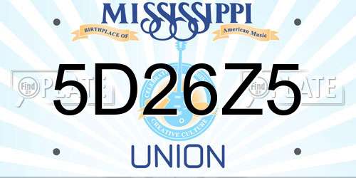 5D26Z5 Mississippi License Plate